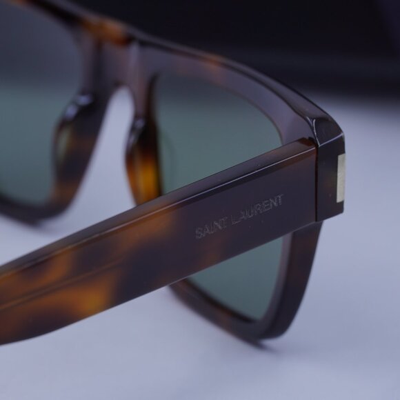 Saint Laurent SL469 002 Square Sunglasses - Havana/Green - Picture 11 of 11